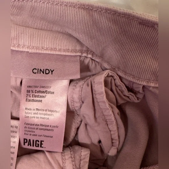 Paige Cindy straight jeans, high rise, raw hem, faded rose color, size 33 - Picture 5 of 12